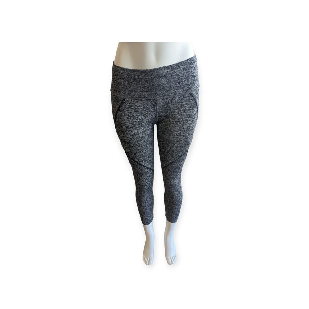 Womens JGX Performance High Rise Athletic Capri Leggings Pants M Gray Black